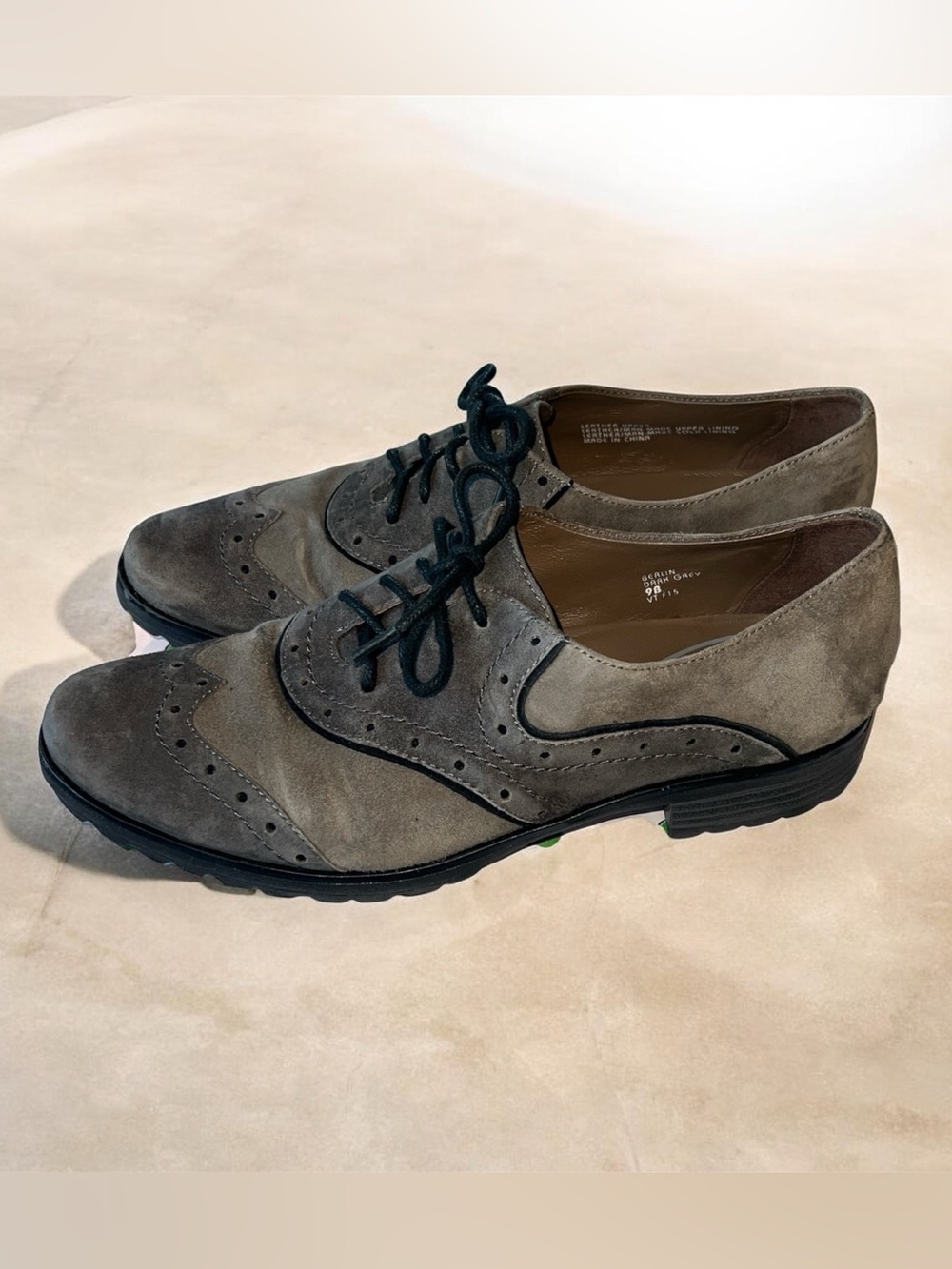 Earthies Grey Suede Wingtip Loafers